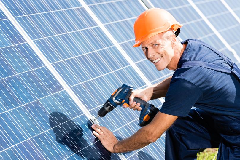 Solar panels installed on the roof of a commercial building in USA